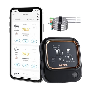 Inkbird 5GHz WiFi & Bluetooth BBQ Thermometer IBT-26S Smart Rechargeable Grilling Assistant