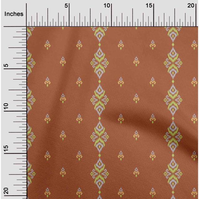 oneOone Georgette Viscose Fabric Stripe & Swirl Ikat Printed Fabric 1 Yard 42 Inch Wide