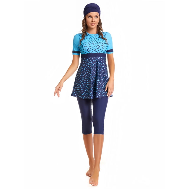 KXCFCYS Maillot de Bain Modeste à Manches Courtes Burkini Islamique Hijab pour Femmes