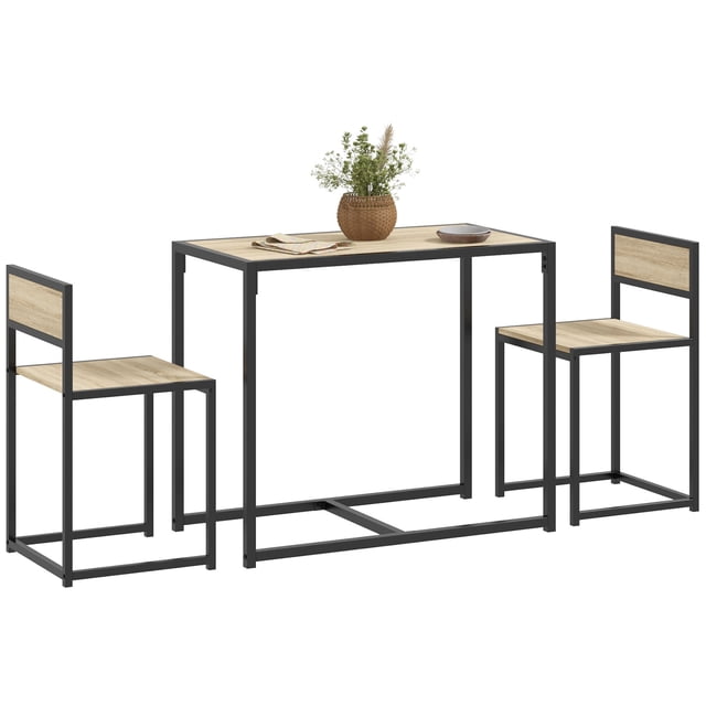 HOMCOM Industrial Dining Table Set for 2, Small Kitchen Table and Chairs