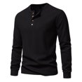 thumbnail image 2 of Yuyuzo Men Basic Tops Long Sleeve 1/4 Button Notch V Neck Cozy Fall Casual Shirts Blouse Solid Color, 2 of 5