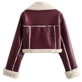 thumbnail image 3 of DPTALR Women's Lamb Hair Short Coat Zipper Motorcycle Style Jacket, 3 of 3