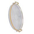 thumbnail image 1 of Round Serving Tray, Golden Rim Design Border Tray 2 Sturdy Handles Easy to Transport and Move Around Decorative Plate for Displaying Fruits Desserts Snacks, 1 of 7