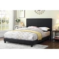 thumbnail image 1 of Karyn Modern Upholstered Platform Bed with Adjustable Headboard, Faux Leather, Black, Double, 1 of 2