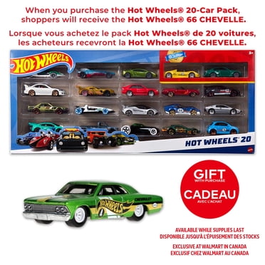 Hot Wheels Set of 20 Toy Sports & Race Cars in 1:64 Scale, Collectible Vehicles (Styles May Vary)
