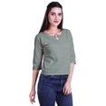thumbnail image 2 of Moomaya Printed Keyhole Neck Ring Top Casual 3/4th Sleeve Tees Tank Tunic Top, 2 of 5