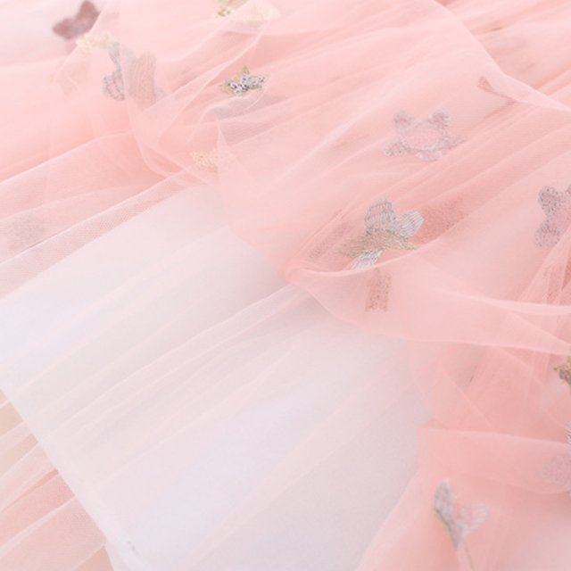 LEEy-world Vêtements pour Bébé Fille, Robe en Dentelle à Manches Bouffantes pour Enfants, Robe en Denim pour Fille, Robe de Princesse, Rose