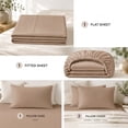 thumbnail image 4 of Comfy Bamboo World Series 4pc Microfiber Bedsheets Sheet Set, Twin Size Bed, Brown, 4 of 5