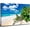 tropical ocean, variant on Santorini Canvas Wall Art 3 Panel Wall Art Blue Ocean Beach Décor for Bedroom, Living Room Coastal Wall Art Picture Painting Romantic Vacation Style Print,11.8"x15.8" (30cmx40cm)