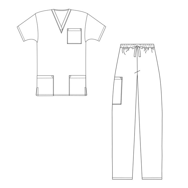 Adar Universal Unisex Scrub Set - Unisex V-Neck Scrub Top & Tapered Drawstring Scrub Pants