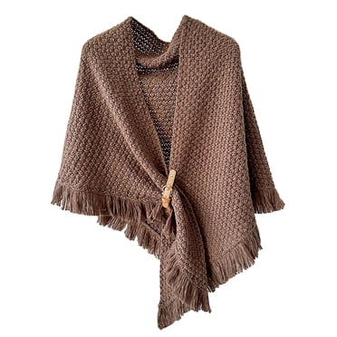 YOUSNH Poncho Chandail à Grand devant pour Femmes, Cape Châle Tricotée Élégante, Foulards pour Femmes, Brun, Taille Unique