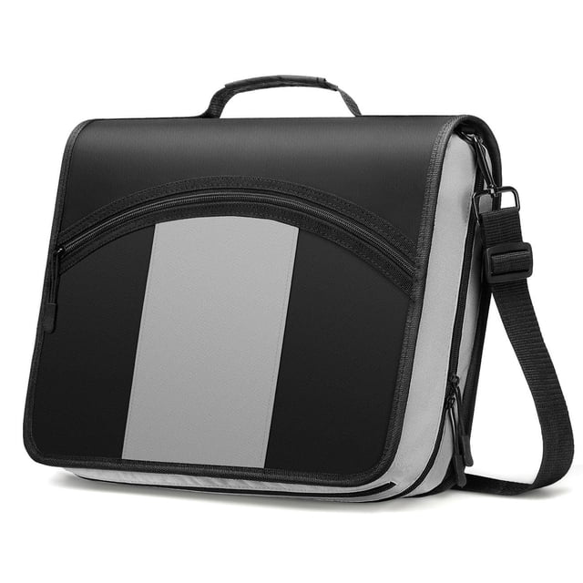 MoKo Zipper Binder, 3-Inch 3 Rings Binder with Zipper, 600 Sheet Capacity Multi-Pocket School Bag Organizer, Handle and Shoulder Strap Included, Blac