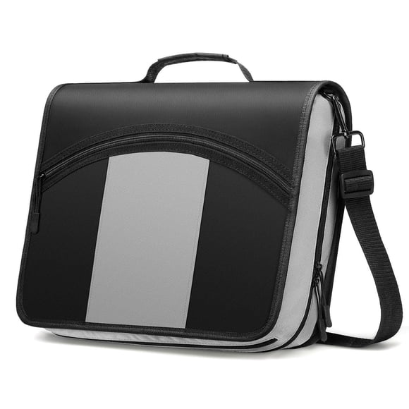 MoKo Zipper Binder, 3-Inch 3 Rings Binder with Zipper, 600 Sheet Capacity Multi-Pocket School Bag Organizer, Handle and Shoulder Strap Included, Blac