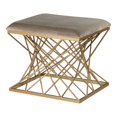thumbnail image 1 of Meubles SEI Mikkeli Carré Velours Tabouret Rembourré Gris/or, 1 of 3
