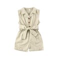 thumbnail image 2 of EYIIYE Barboteuse pour Tout-Petites Filles avec Ceinture à Rayures Sans Manches Col Combinaison, 2 of 7