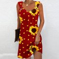 thumbnail image 2 of Penkiiy Robes d'Été pour Femmes 2024 Décontractées Ajustées Amples Couleur Unie Col Rond Tempérament Élégantes Robes Dos Nu L Rouge, 2 of 5