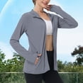thumbnail image 2 of Moxiu Chandails de Soleil pour Femmes à Fermeture Éclair Complète UPF 50+ Protection Chandail à Capuchon de Pêche Léger à Manches Longues Écran Solaire Vestes de Randonnée en Plein Air 2025 Gris Foncé,L, 2 of 9