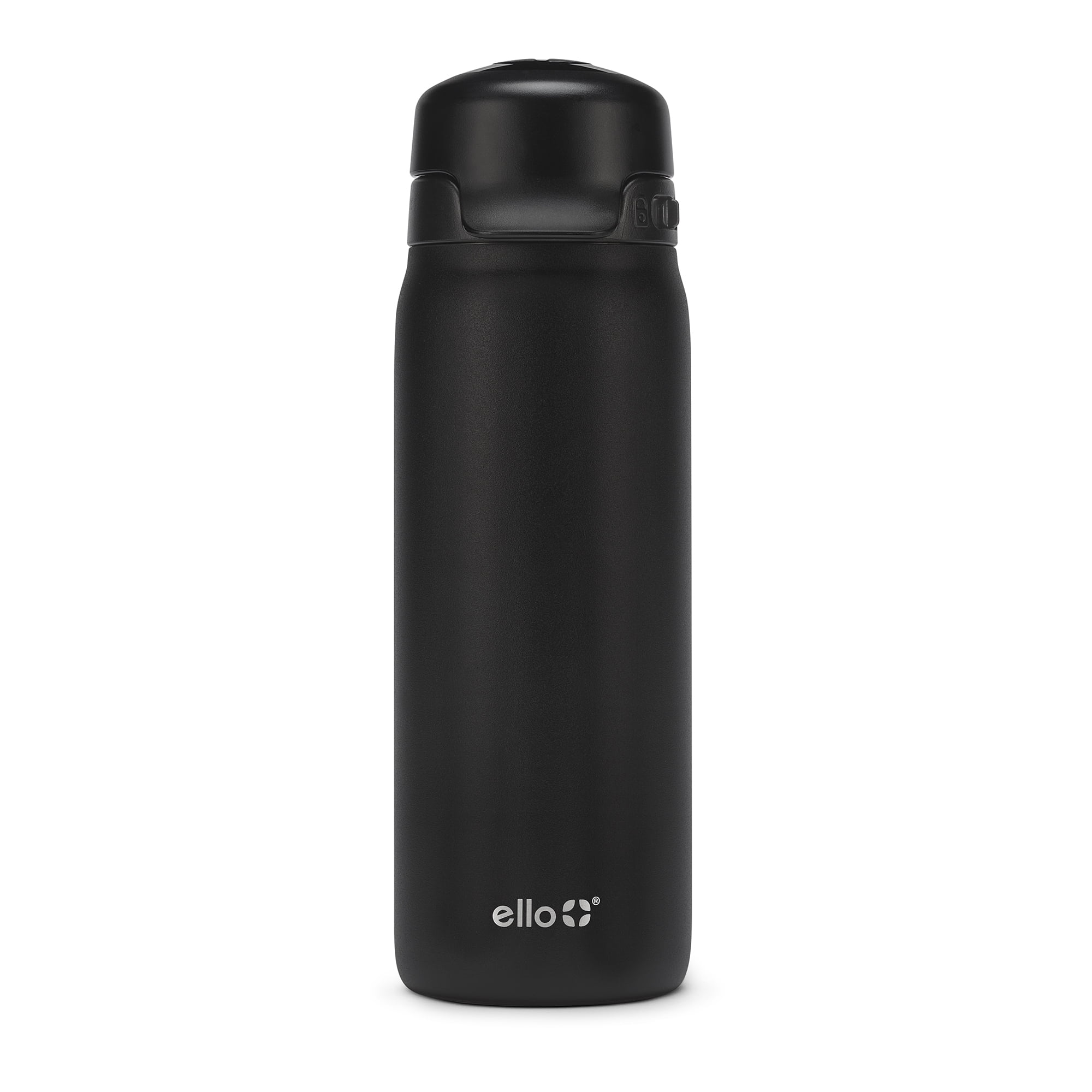 Ello 18 oz Flip & Fill Black Stainless Steel Water Bottle