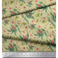 thumbnail image 3 of Soimoi Beige polyester Crepe Fabric Leaves & Azalia Floral Print Fabric by Yard 42 Inch Wide, 3 of 5