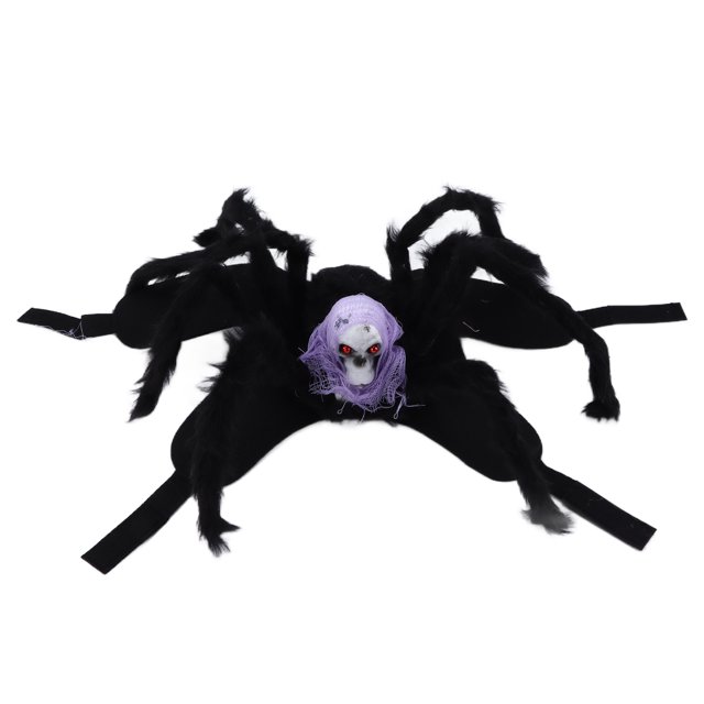 Costume de Chien Chat Halloween Araignée Respirant Ajustable Simulation Araignée Costume pour Animaux Violet L