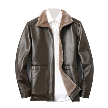 Pisexur Veste en Faux Cuir Homme Homme Veste en Cuir Multiples Poches Fermeture Éclair Manteau Ample Couleur Unie à Manches Longues à Capuche Manteau de Cuir Veste de Moto