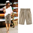 thumbnail image 2 of Plebaso Womens Casual Shorts Knee Length Rull up Printed Shorts Straight Summer Short Pants with Pockets, 2 of 3