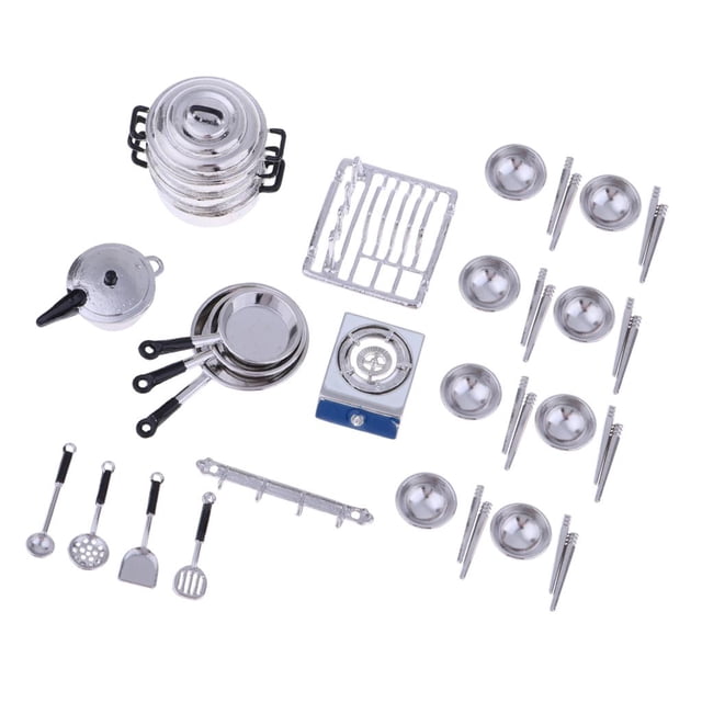 Delicate Metal Kitchen Pot, Bowls, Chopsticks, and Gas Set Accessories