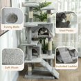 thumbnail image 4 of 53" Multi-Level Cat Tree Activity Center with 2 Condos, 3 Perches, and Sisal Scratching Posts, Soft Plush Grey Cat Tower for Indoor Play and Relaxation in Living Room or Bedroom, 4 of 7