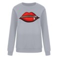 thumbnail image 4 of 2023 Chandail de Mode pour Femmes Rabais de 50 % Liquidation Mode pour Dames Fermeture Éclair Lèvres Imprimé Graphique Manche Col Rond Chandail, 4 of 8