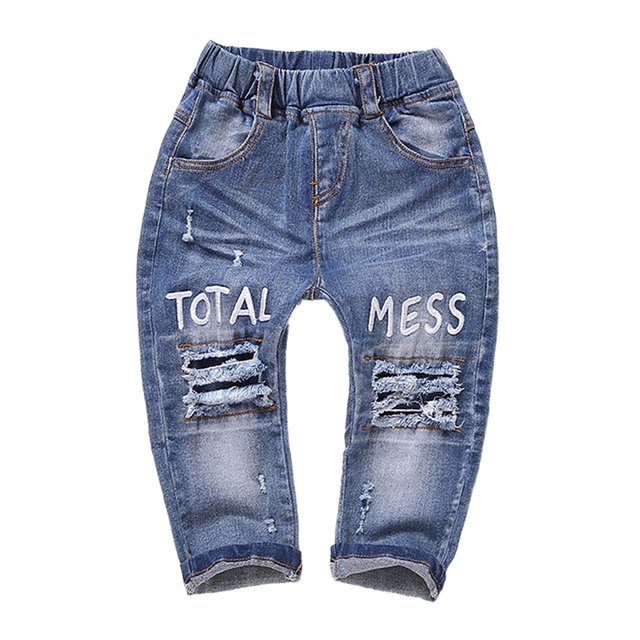 KIDSCOOL SPACE Toddler Ripped Casual Elastic Distressed Denim Jean 4 Years