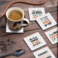 thumbnail image 3 of Inkdotpot Set of 6 Drink Coasters DecorativeNon,SlipCork Base4-inch Square PrintedCoastersEasy Clean- Quotes, 3 of 8