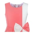 thumbnail image 4 of Girls Dress Color Block Contrast Bow Tie Coral White Party 7 Years, 4 of 7