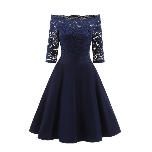 Ketyyh-chn99 Robes d'Été pour Femmes 2024 Robe de Mariée Longue Robe de Soirée Dos Nu Col en V Élégante Robe de Cocktail pour Fête Bleu Marine,P