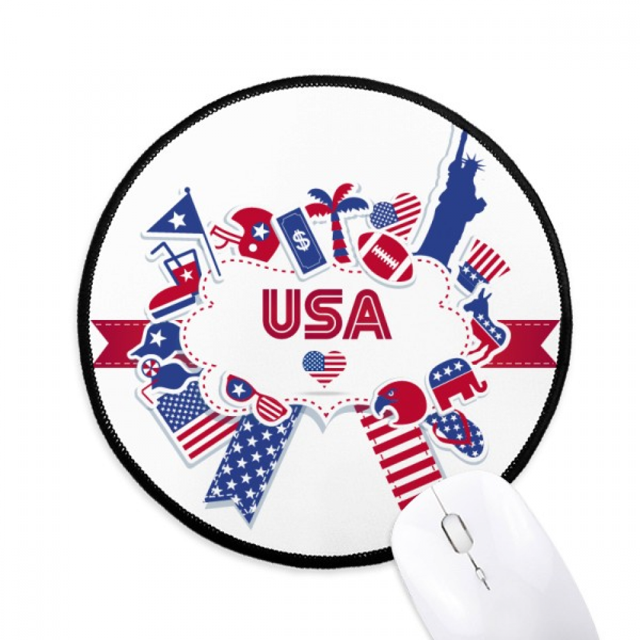 Tapis de Souris Drapeau USA Fête de l'Indépendance Bureau Rond pour Ordinateur