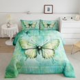 thumbnail image 2 of Erosebridal Ensemble de Literie Papillon Aquarelle Vert Grand, Couette Animal Mignon, Réversible 3 Pcs, 2 of 8