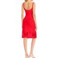 thumbnail image 3 of Femmes Écharpe Dentelle Couture Ourlet U Cou Couleur Unie Robe Midi, 3 of 3
