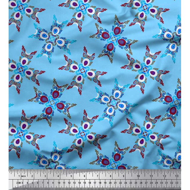 Soimoi Rayon Fabric Tiles Moroccan Decor Fabric Printed Yard 56 Inch Wide