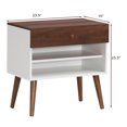 thumbnail image 2 of Costway Table de Chevet 2 Pcs Table d'Extrémité Latérale Tiroir Étagère de Rangement Style Mi-Siècle Pied en Bois de Caoutchouc, 2 of 10