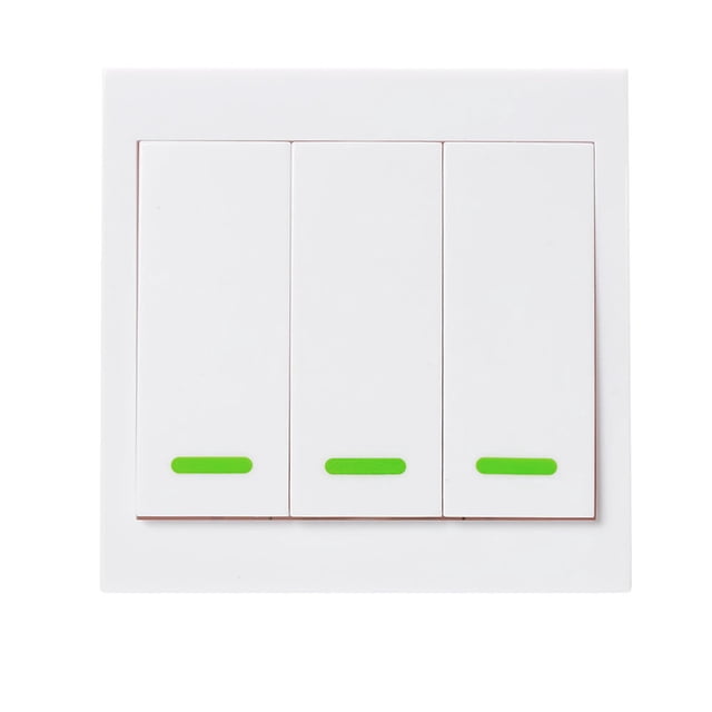 3-Channel 433MHz RF Wireless Remote Control Switch, 86-Type Wall-Mounted Transmitter with Self-Adhesive Design, 100m Range, EV1527 Encoding, Battery Not Included for Smart Home Lighting Control