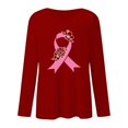 thumbnail image 3 of MKLEKYY Hauts à Basque pour Femmes T-Shirt à Manches Longues Imprimé pour Femmes, Col Rond Décontracté, Mois de Prévention du Cancer, Mois de Sensibilisation International, 3 of 3