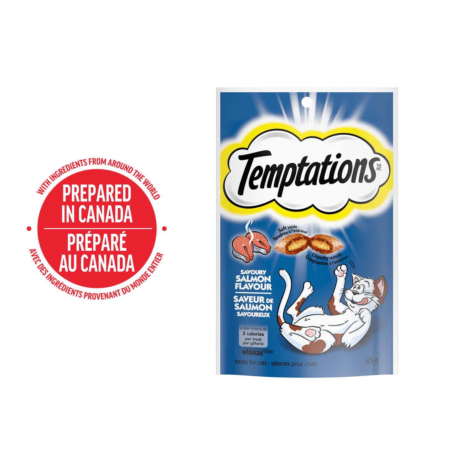 Gâteries pour chats Temptations saveur de saumon savoureux