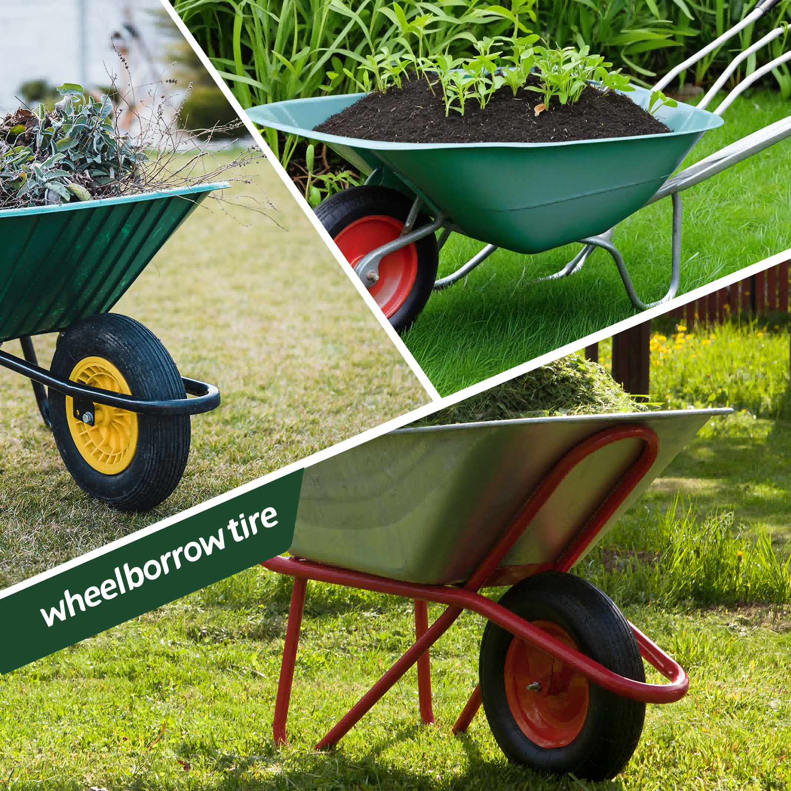 Hi-Run Ribbed 13 Inch Pneumatic 4.00-6 Wheelbarrow Tire 2PR Assembly with 5/8" Bushing Pre-Mounted