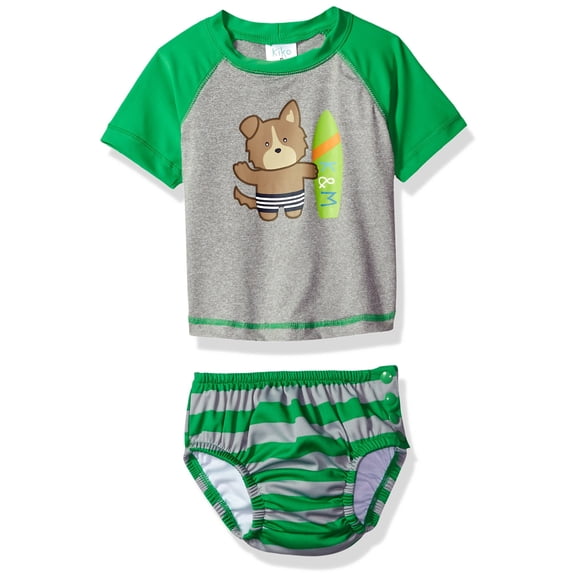 Kiko & Max Ensemble de Maillot de Bain et Couvre-Couche pour Garçons Grenouille Verte m