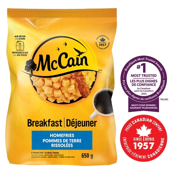 Pommes de terre rissolées McCainᴹᴰ, Fabriqué au Canada à partir d'ingrédients canadiens et importés 650 g