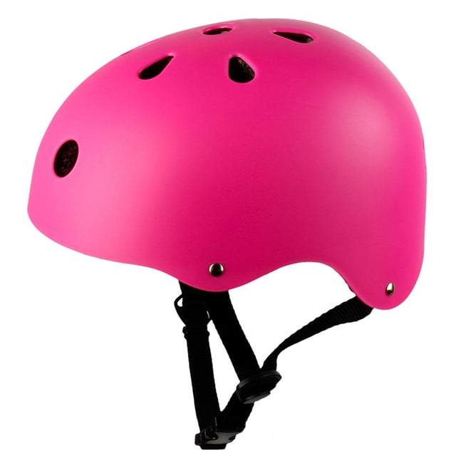 Casque de Protection pour Adulte pour Sports de Plein Air, Vélo, Route, Planche à Roulettes, Sécurité, Casque de Cyclisme en Rose Mat. Comprend une Coque PC Légère pour la Résistance aux Impacts, une Doublure Intérieure EPS Amortissante et des Évents de Refroidissement pour le Confort. Sangles Ajustables et Boucle Sécurisée Incluses.