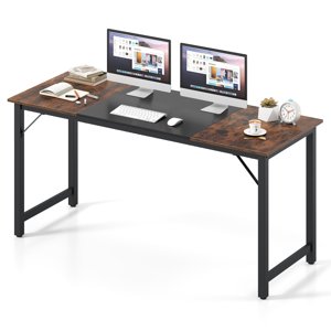 Giantex 63” Bureau d'ordinateur, Bureau à la maison moderne, Bureau de écriture de cadres en acier robuste, Bureau portable simple pour l'étude, Bureau, Salle à manger, Installation simple