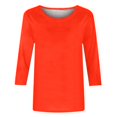 thumbnail image 4 of Timegard Tops for Women Crew Neck 3/4 Sleeve Comfy Solid Color Blouse Fall Casual Loose Tops Basic Tee, 4 of 5