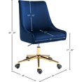 thumbnail image 4 of Meridian Furniture Karina Chaise de Bureau Pivotante Réglable en Velours Bleu Marine et Or, 4 of 12