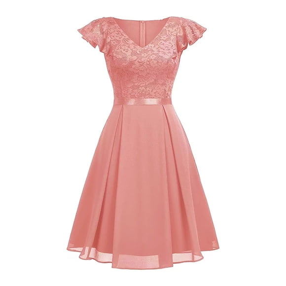 Gspmoly Women Dress, Women Lace Short Sleeves Cocktail Prom Ballgown Vintage Dress Formal Dresses for Women up to 60% Off