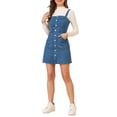 thumbnail image 4 of INSPIRE CHIC Robe en Denim pour Femme Printemps Été à Bretelles Ajustables Coupe Trapèze Bleu 3TG, 4 of 6